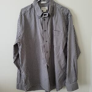 Eddie Bauer Shirt Plaid Pocket Wrinkle Free Button Down 100% Cotton